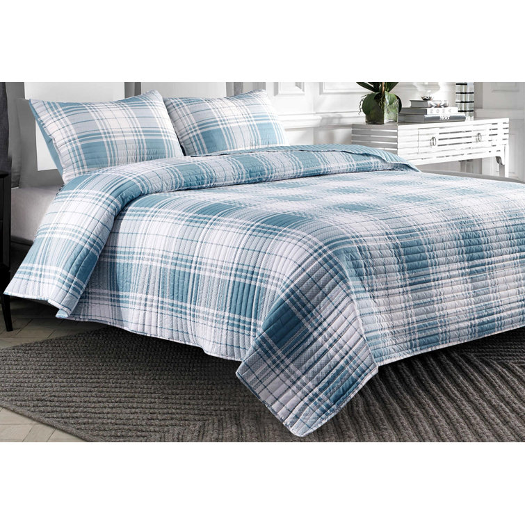 Gracie Oaks Teal Microfiber Reversible Quilt Set & Reviews Wayfair